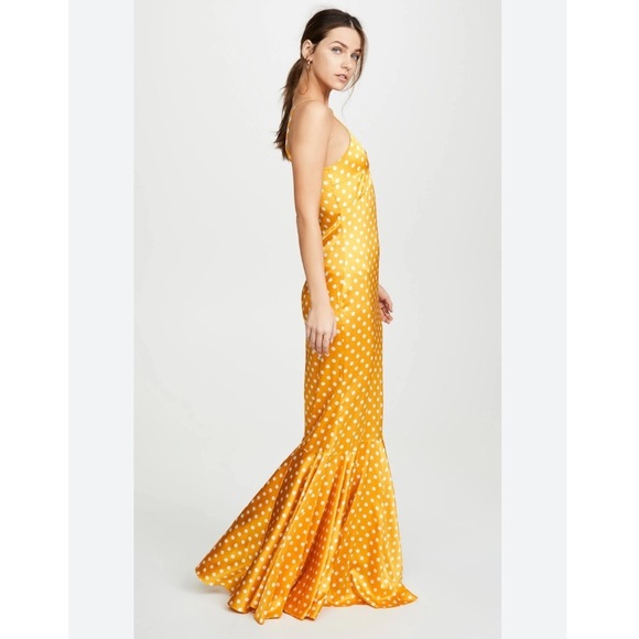 Caroline Constas Amelia Silk Maxi Gown in Saffron and White Polka Dot Size Large - Picture 9 of 12